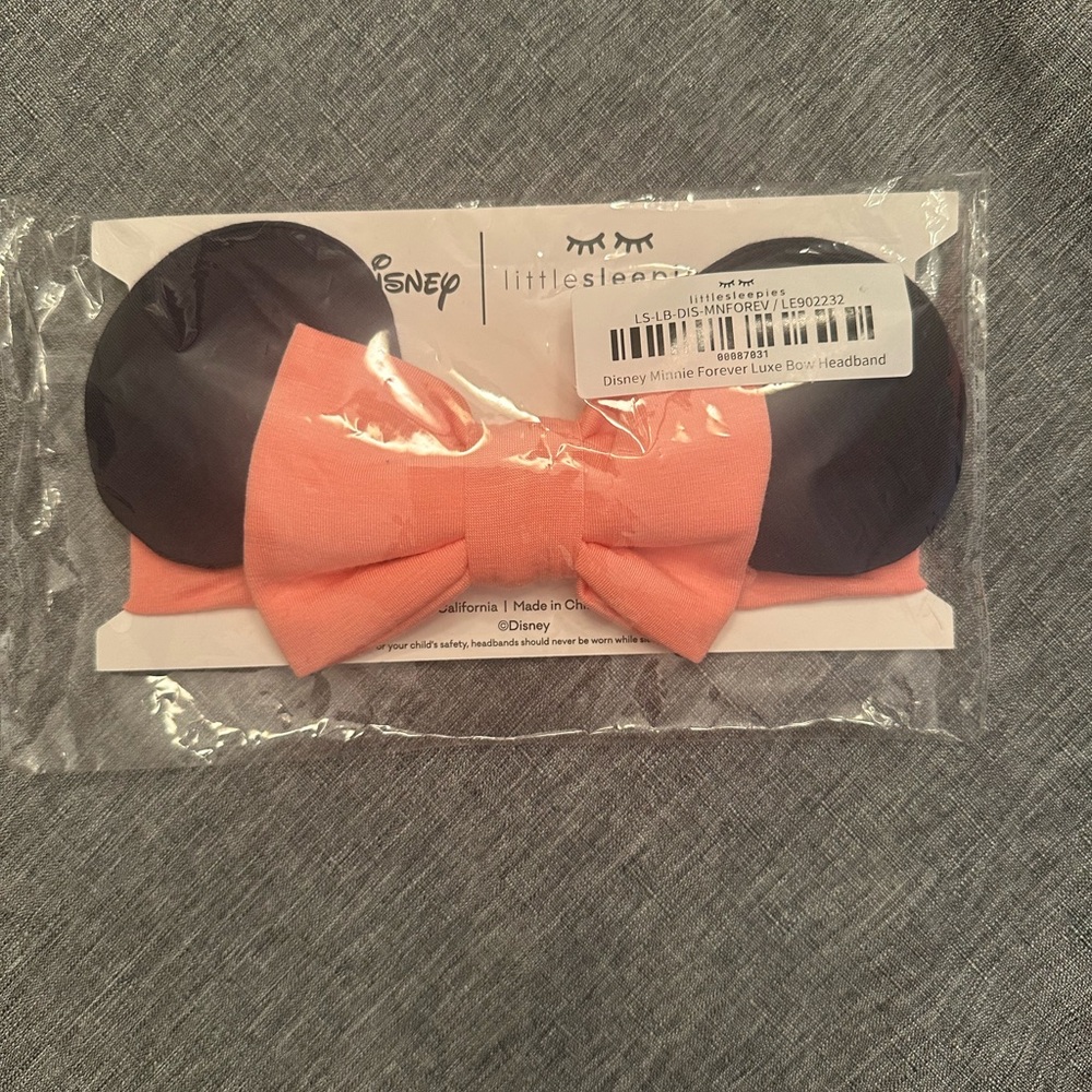 Disney Minnie Mouse Ears with Coral Bow Headband little sleepies